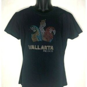 Macaw Vallarta Mexico Yazbek Ella T-Shirt‎ Blue Red Studded Crew Neck Womens XL
